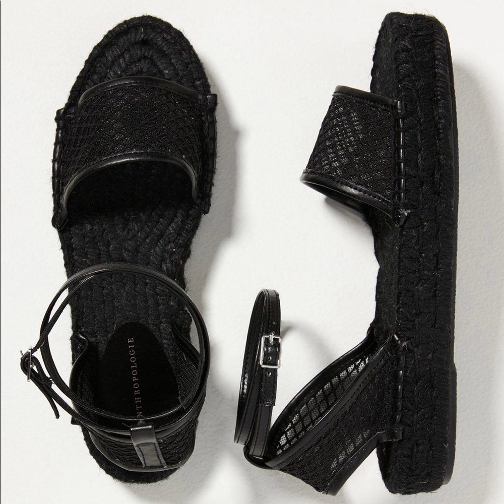 Anthropologie Platform Espadrille Sandals Size 7.5 black